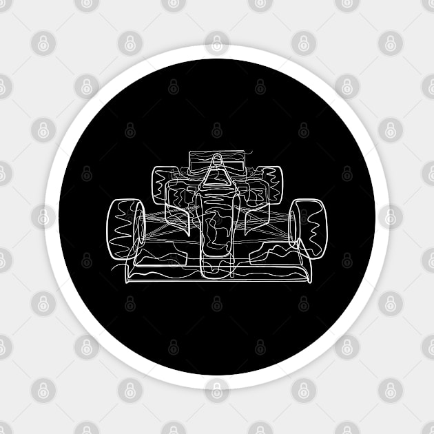 Racing Car Racing Car - One Line Drawing Magnet by Teeladen